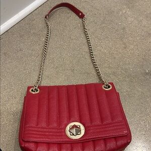 Red Quilted Chain Shoulder Bag
